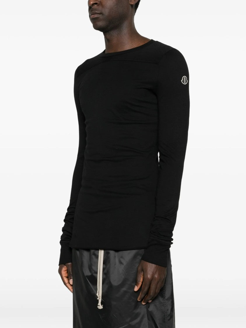 Moncler X Rick Owens Black Knitted Long-Sleeve Cotton Top