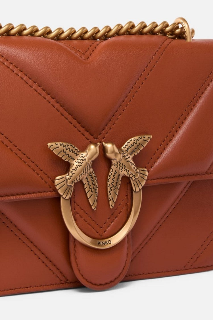 Pinko Brown Leather Handbag With Quilted Design