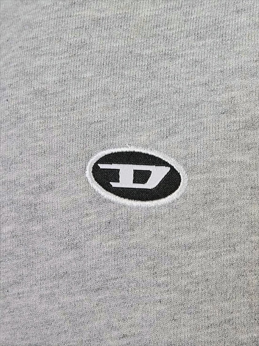 Diesel Light Grey Heathered Hoodie With Embroidery