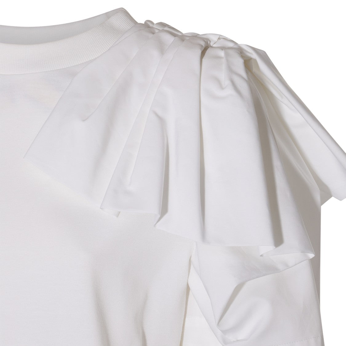 Alexander Mcqueen White Cotton Draped Detailing T-Shirt