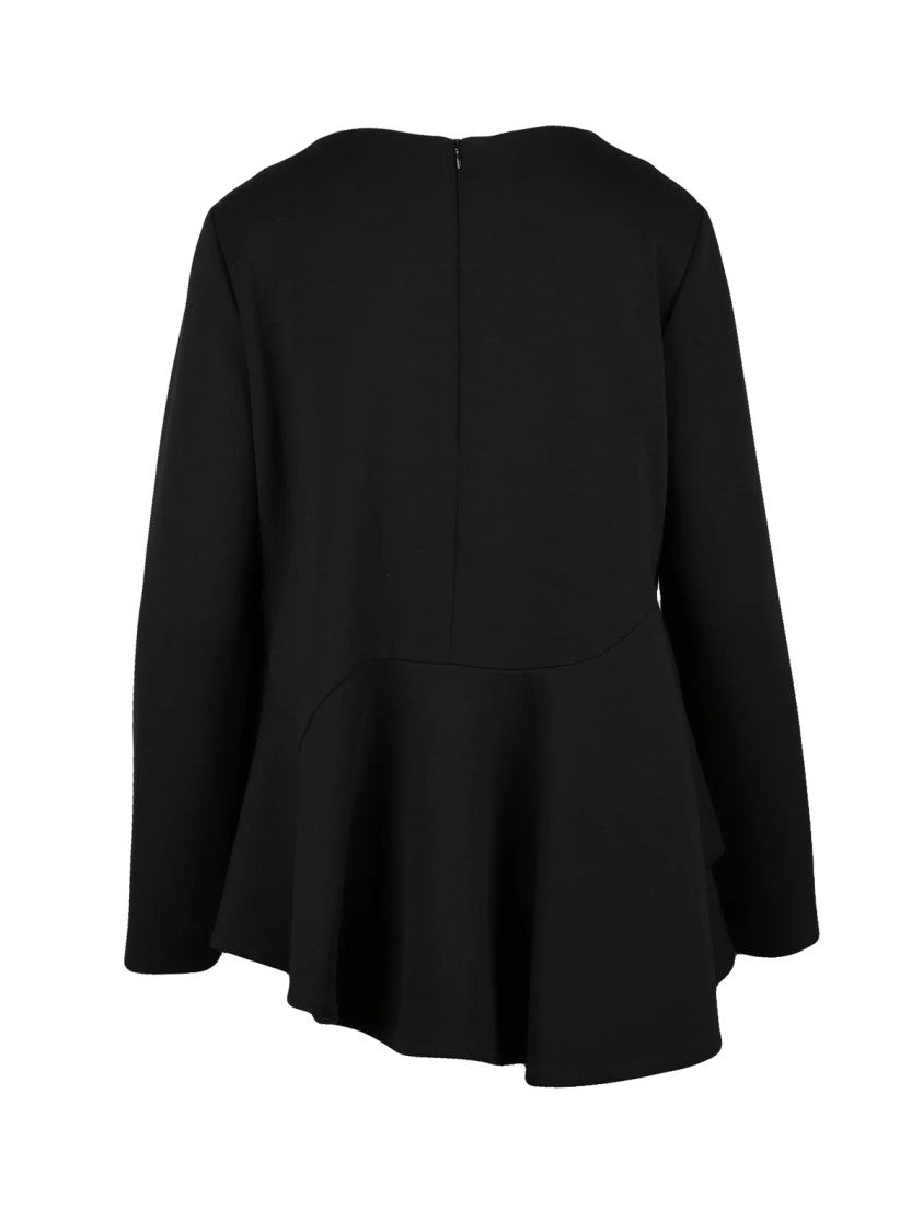 Meimeij Black Polyester-Blend Zip Blouse