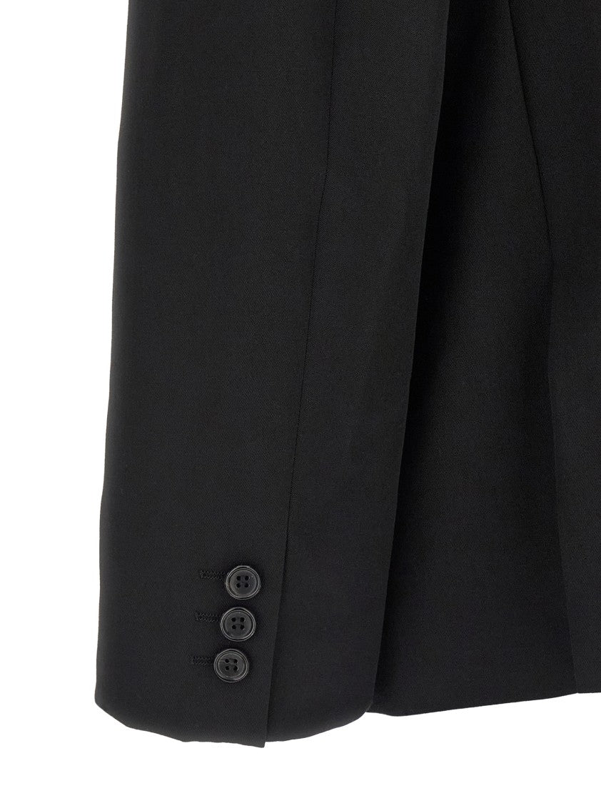 Comme Des Garçons Structured Double-Breasted Wool Blazer With Horn Closure