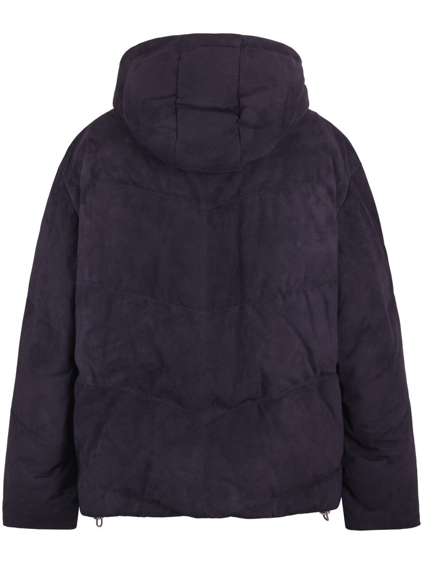 Brunello Cucinelli Padded Black Lamb Leather Jacket