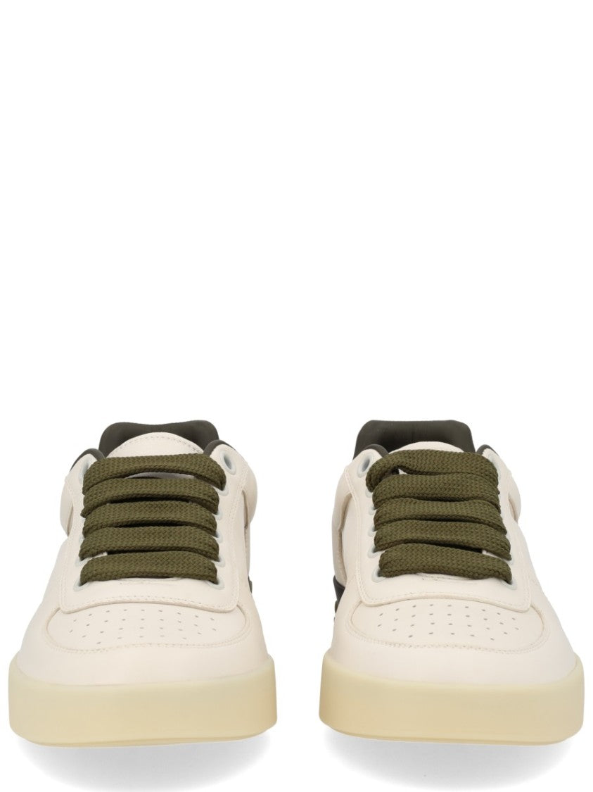 Dolce & Gabbana Neutrals Perforated Smooth Leather Contrast Sneaker
