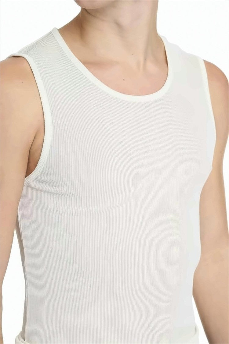 Ami Paris Fitted Sleeveless Top In Soft Ribbed Fabric