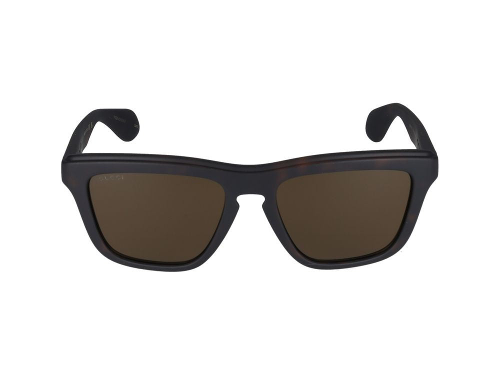 Gucci Square Frame Havana Tortoiseshell Sunglasses With Bold Cut-Out Temples Gg1571s 002
