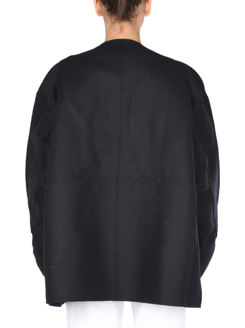 Sunnei Asymmetrical Front Closure Black Coat