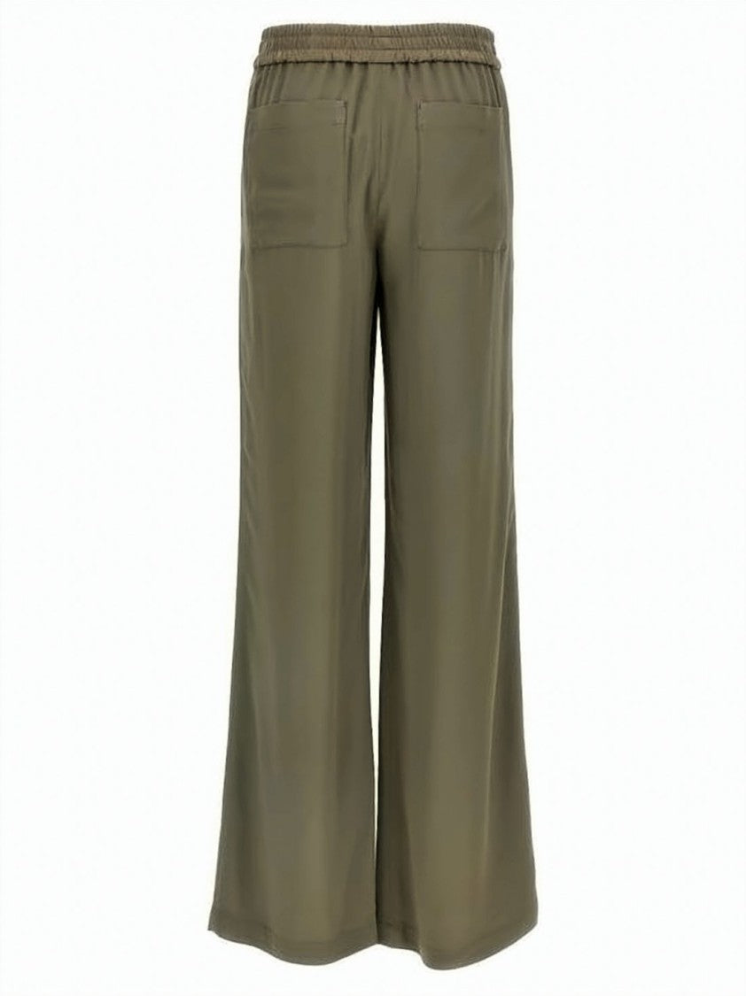 Ami Paris Wide-Leg Pants With Elastic Waistband And Adjustable Belt
