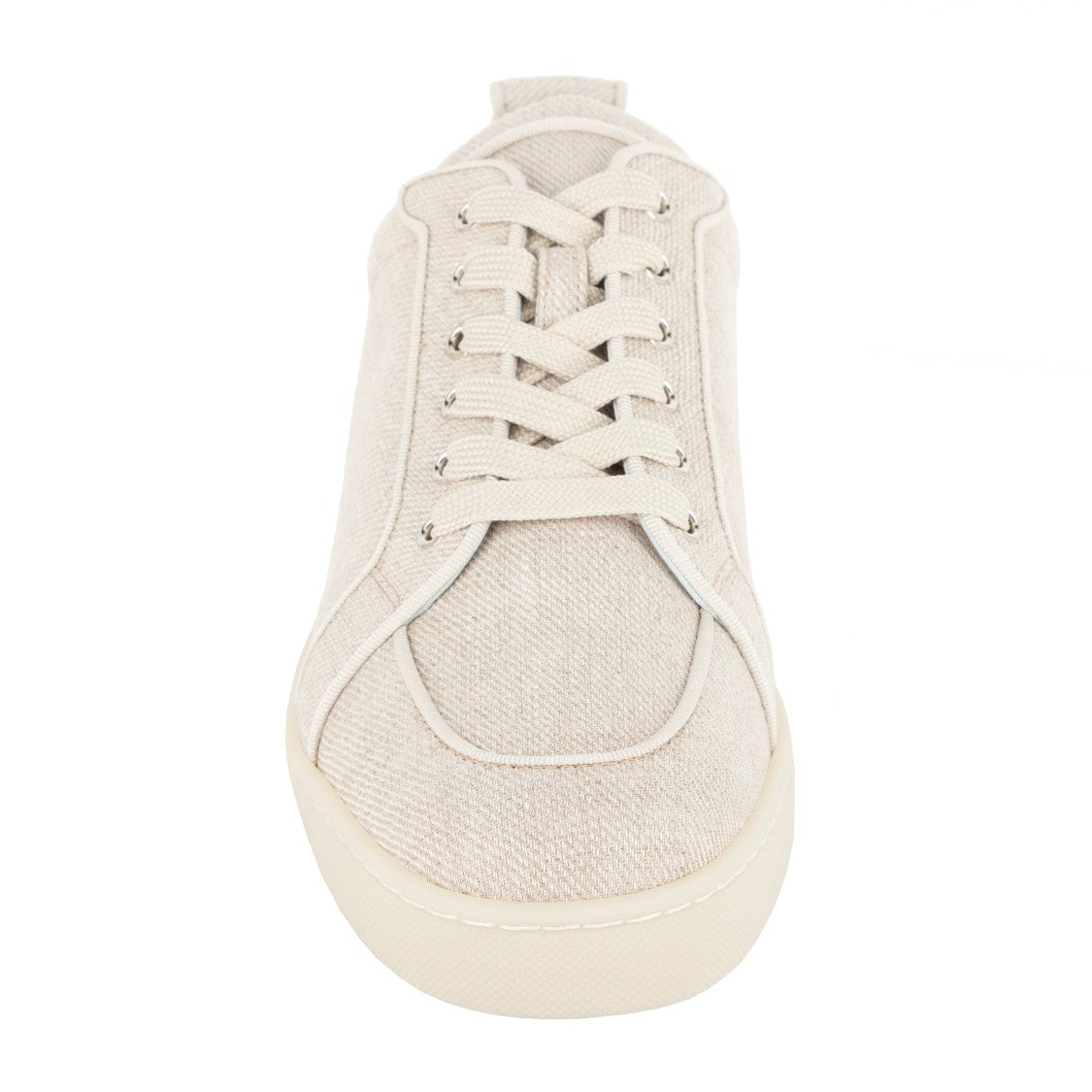 Christian Louboutin Rantulow Orlato Beige Canvas Sneakers With Iconic Red Sole