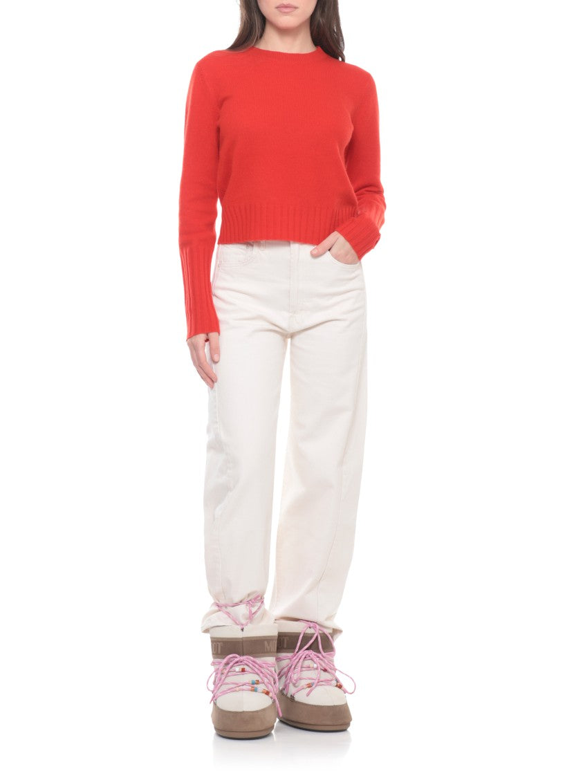 Guest In Residence Orange Shrunken Crew Cashmere Sweater