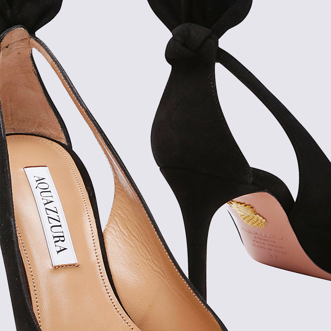 Aquazzura Black Suede Bow Tie Pumps