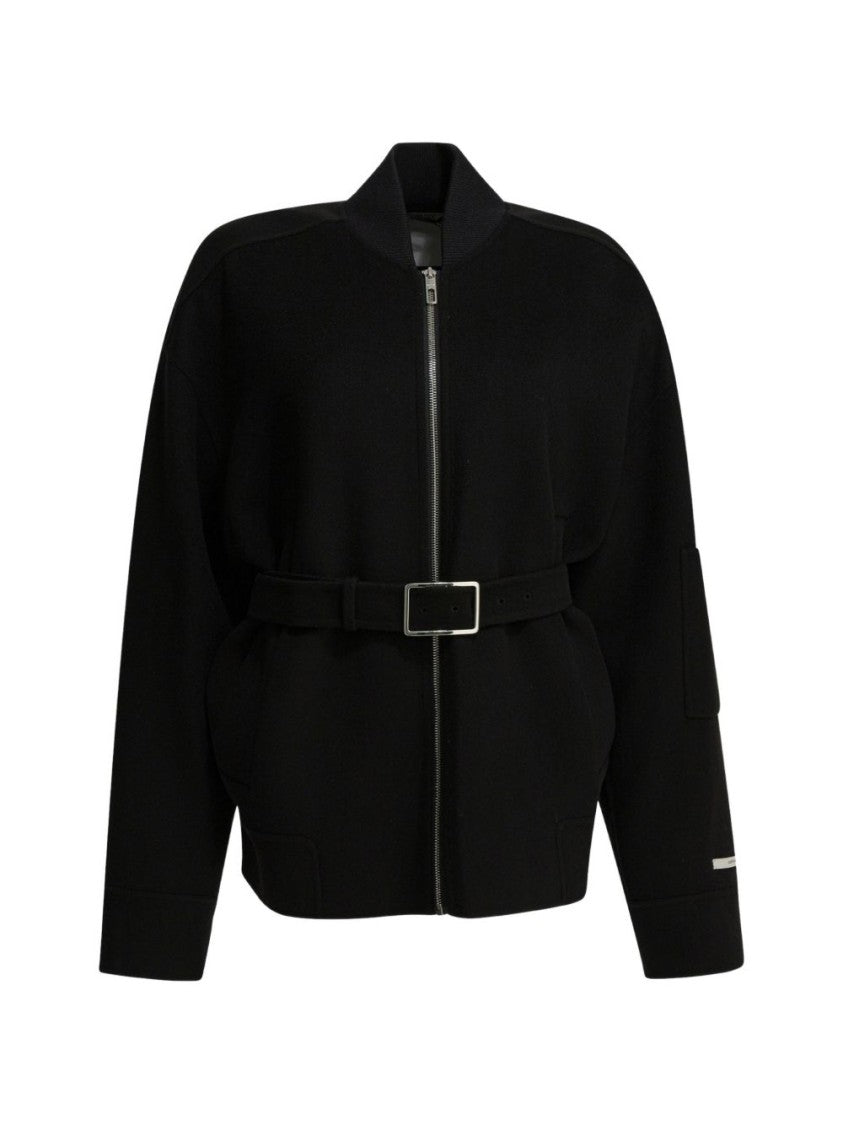 Sportmax Belted Black Jacket With High Collar
