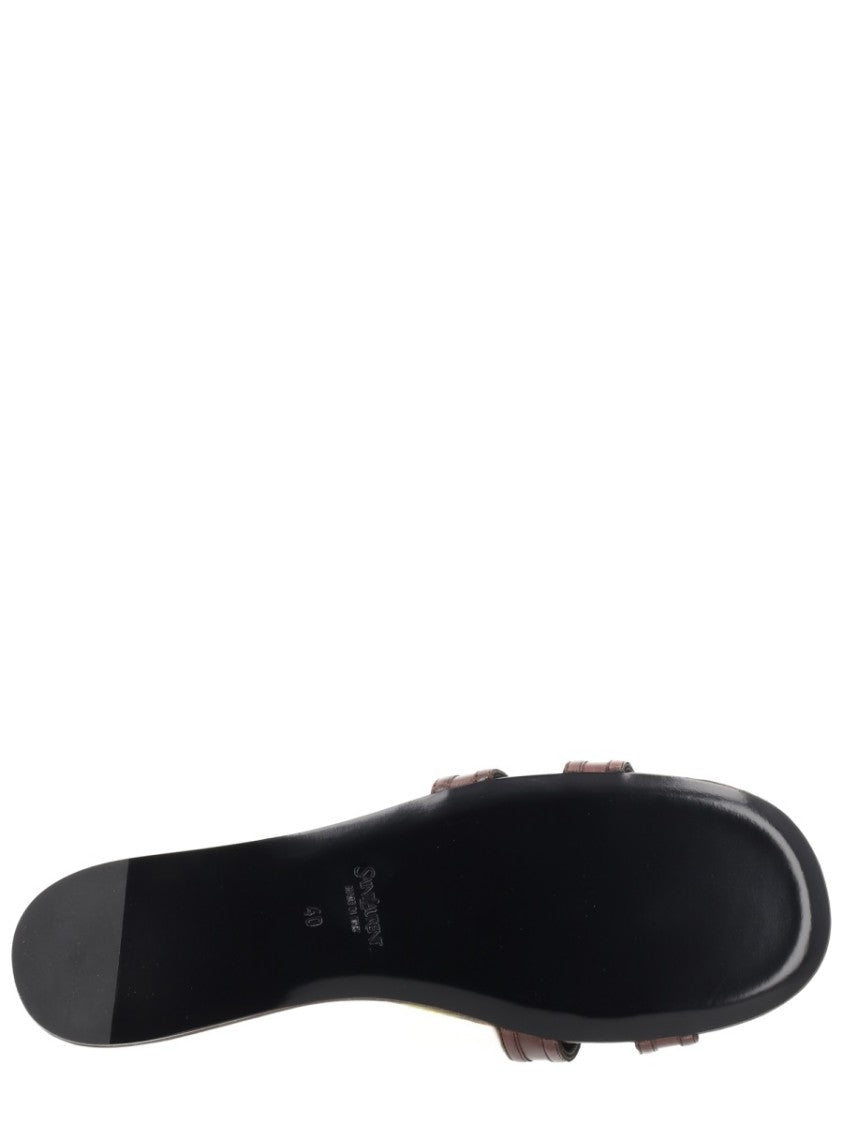 Saint Laurent Mabrouka Y-Strap Leather Sandals