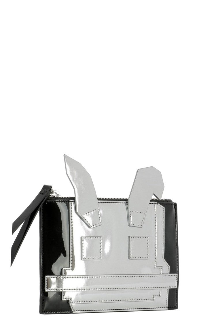 Mcq By Alexander Mcqueen Black Polyurethane Metallic-Graphic Clutch