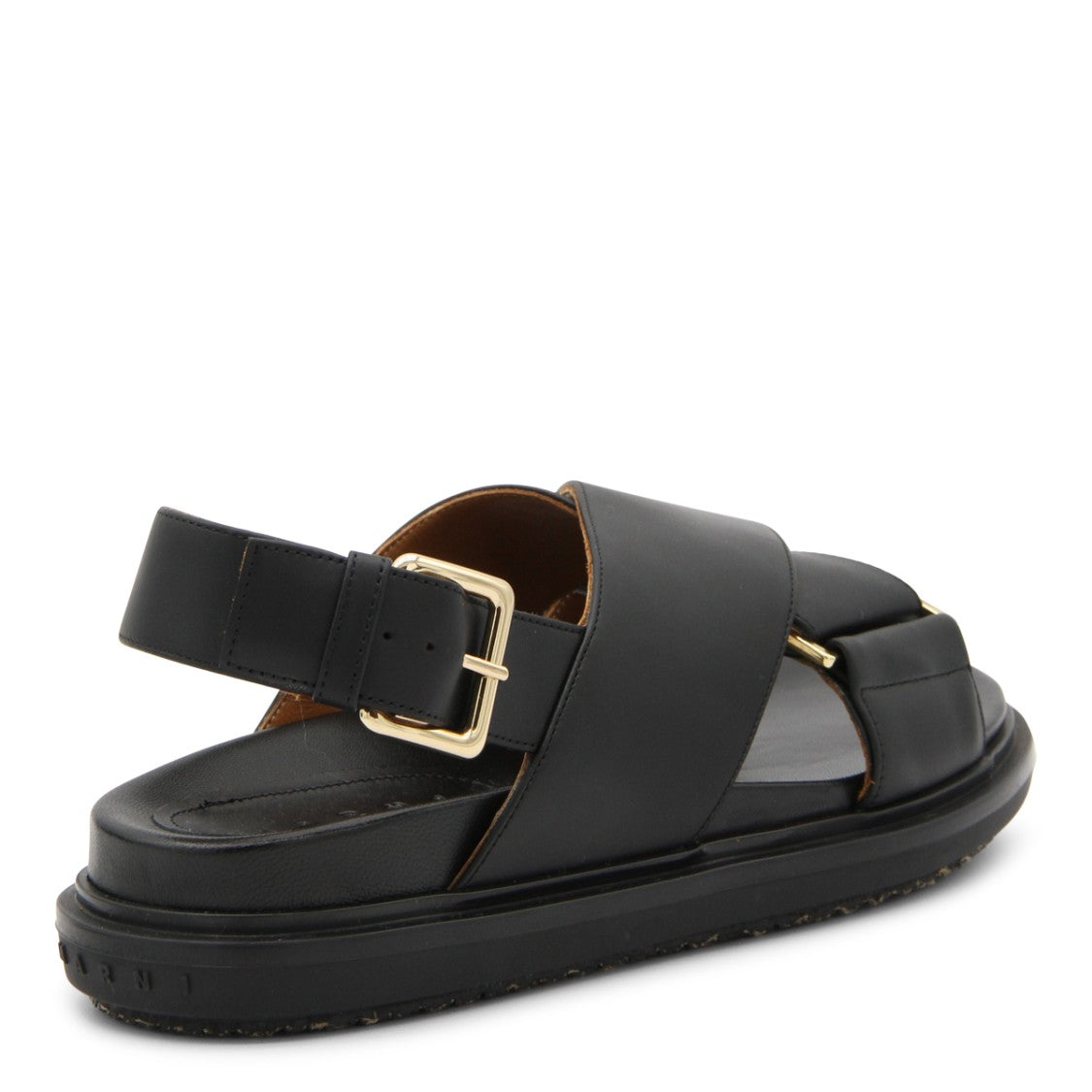 Marni Black Leather Crisscross Model Sandals