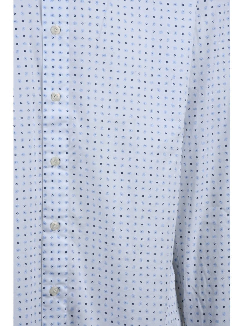 Mariano Napoli White/Sky Blue Striped Cotton Shirt
