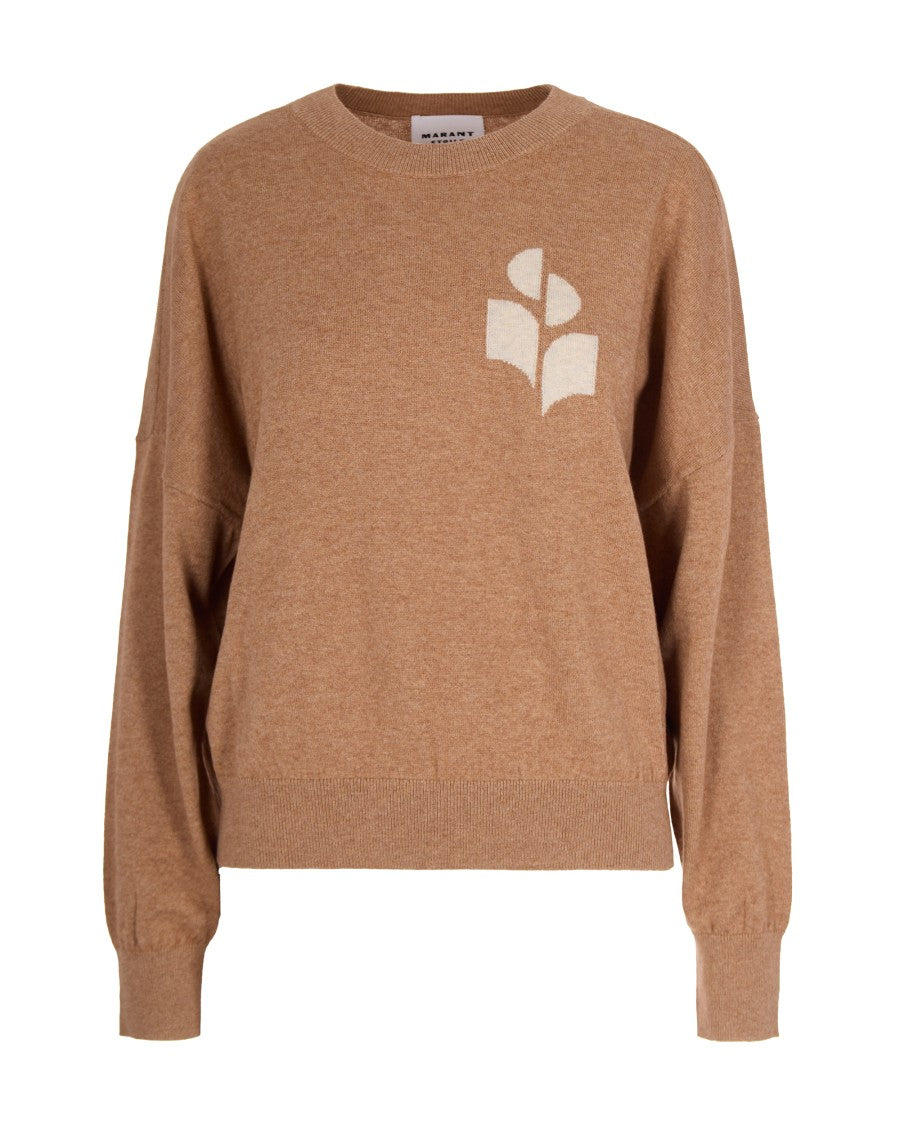 Isabel Marant Étoile Camel Knit Sweater With Abstract Logo Design