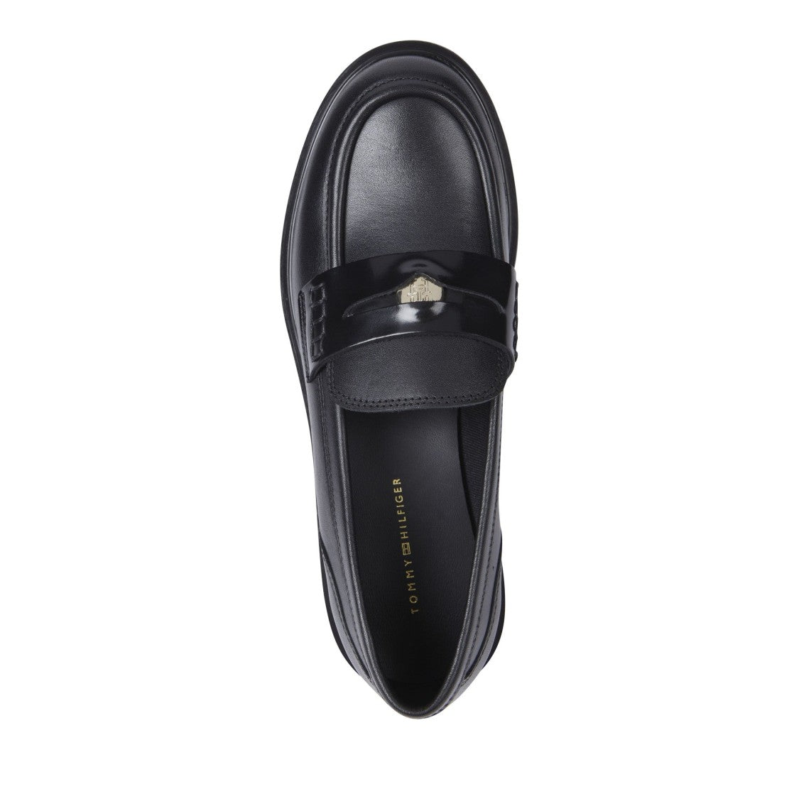 Tommy Hilfiger Black Elegant Penny Strap Leather Loafers