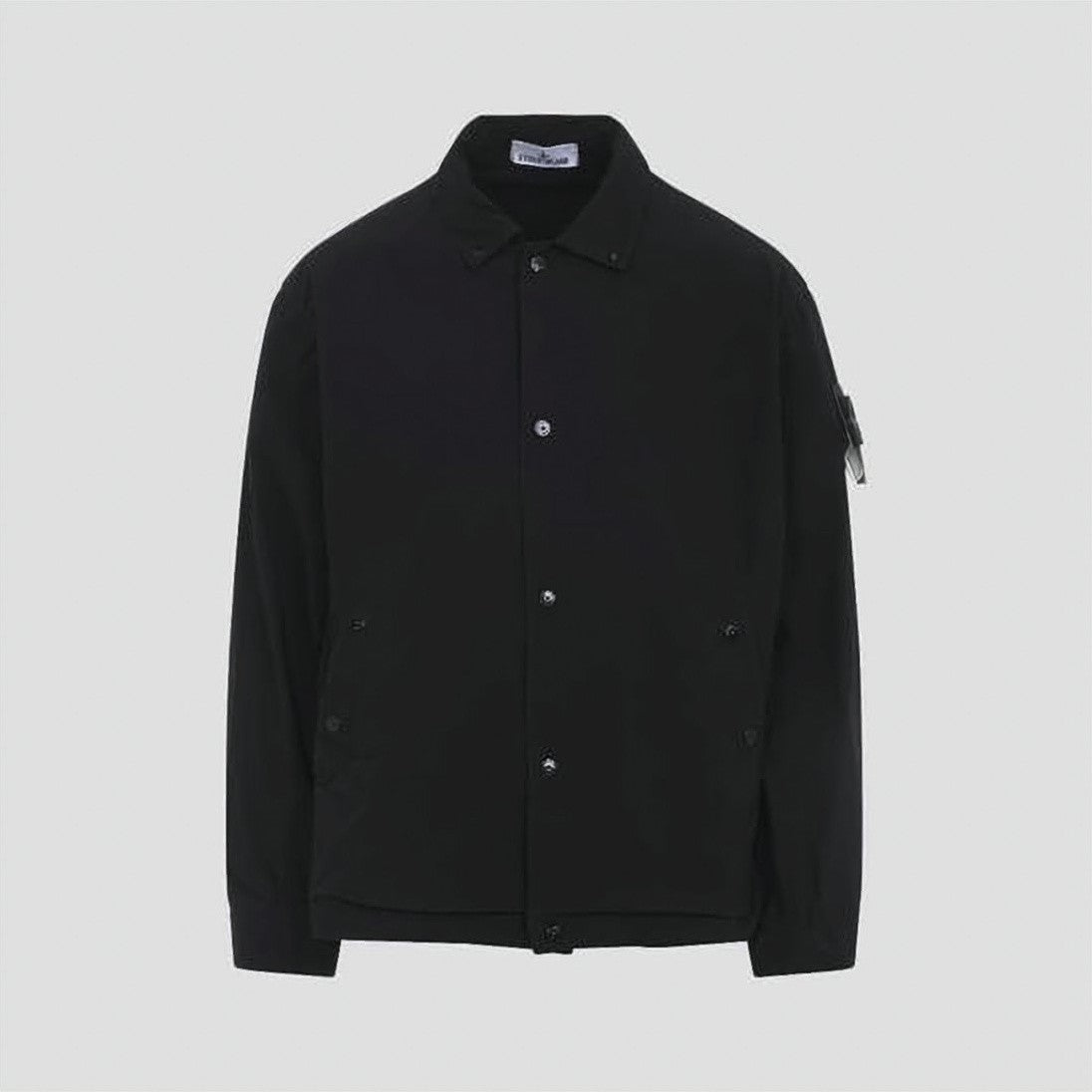 Stone Island Structured Black Jacket With Classic Collar
