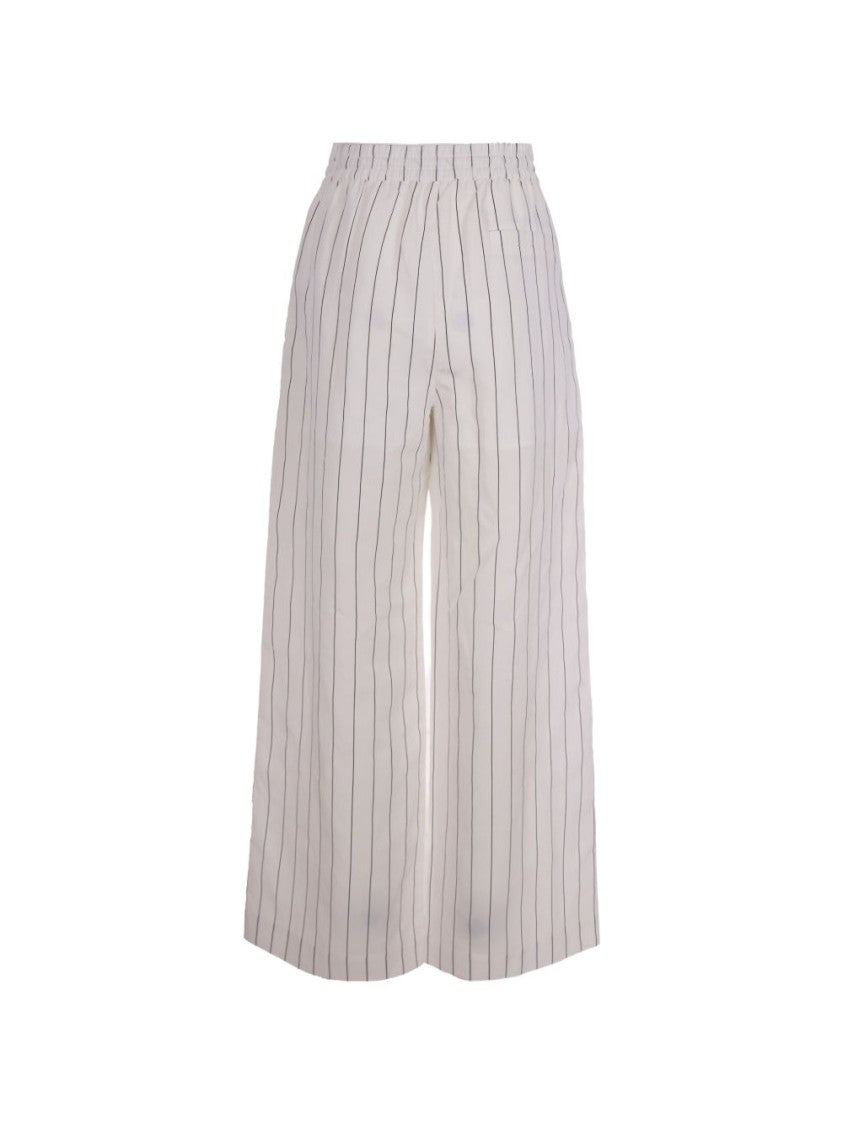 Liu Jo White Striped Elasticated Wide-Leg Pants