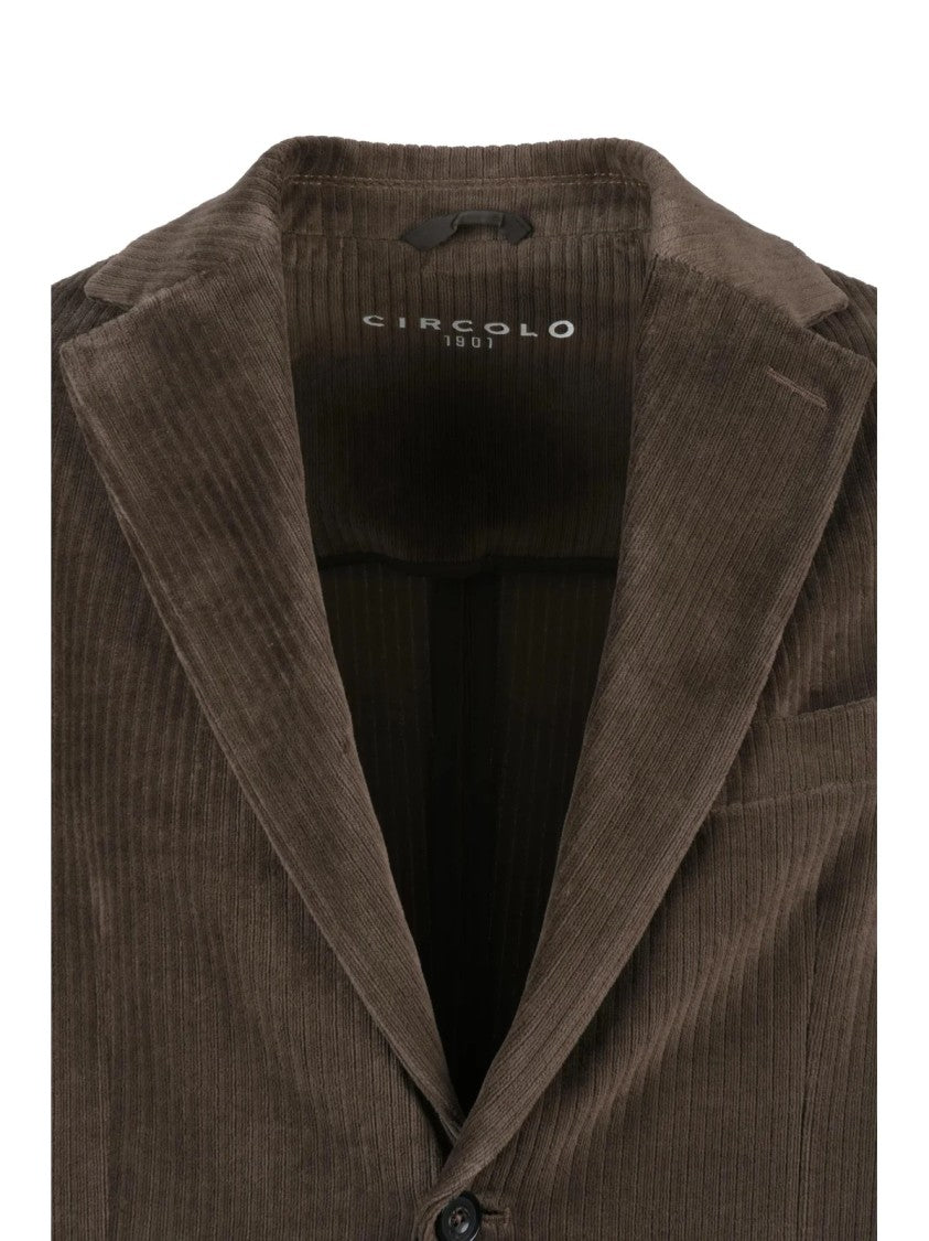 Circolo 1901 Brown Velvet Blazer With Classic Notch Lapel And Tailored Fit