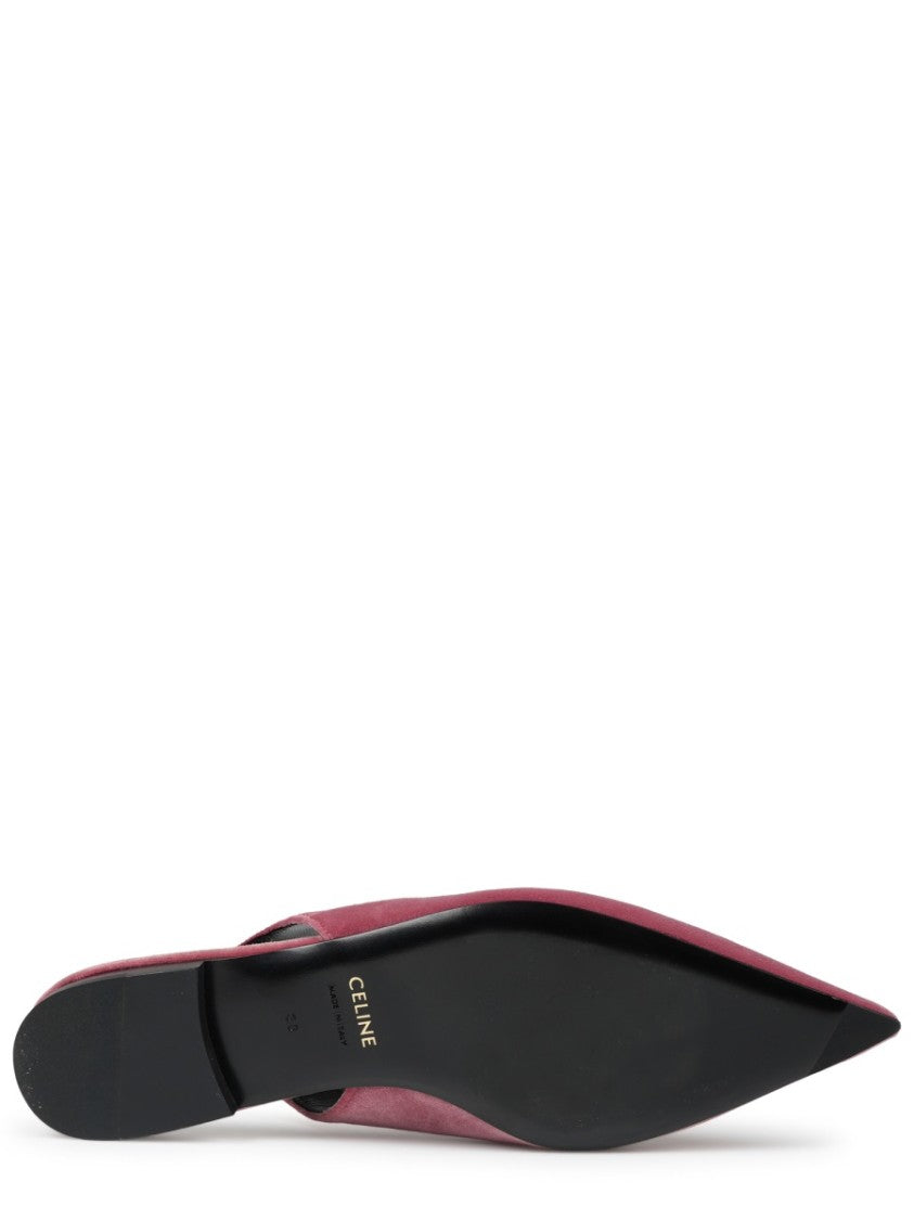 Celine Burgundy Alma Triomphe Velvet Flats