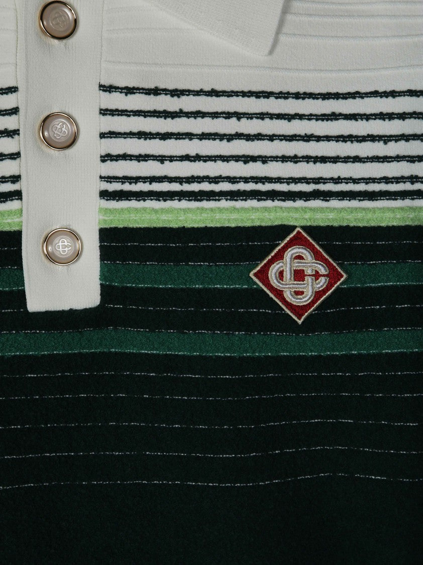 Casablanca Striped Cropped Polo Shirt
