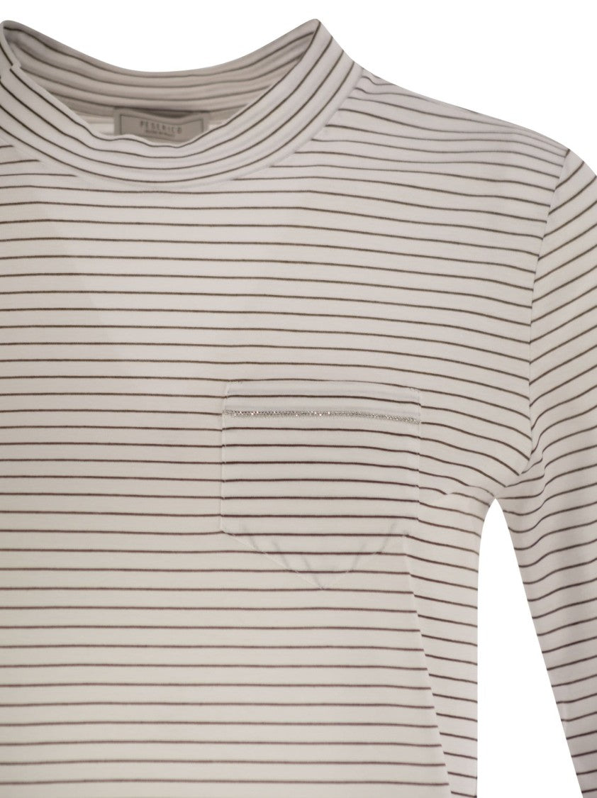 Peserico Striped Cotton Jersey T-Shirt