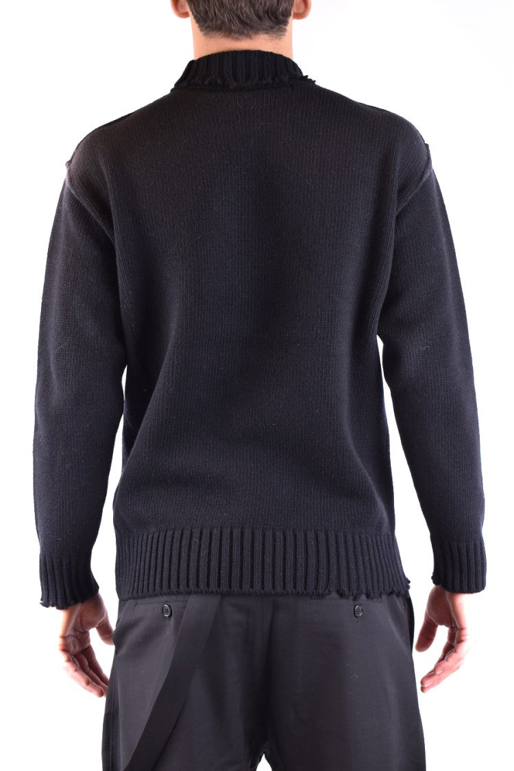 Isabel Benenato Ribbed Black Knit Sweater With Mock Neck