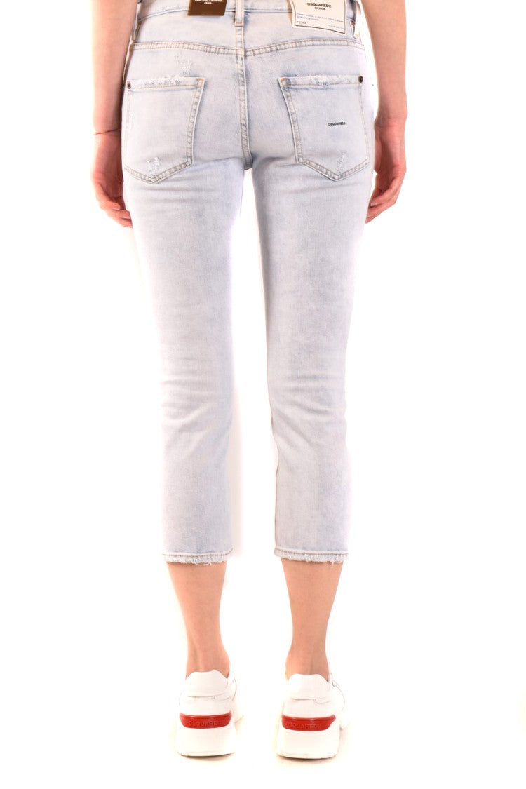 Dsquared2 Distressed Light Denim Cropped Jeans
