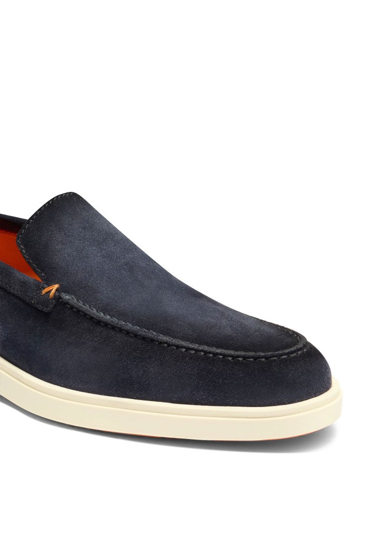 Santoni Suede Slip-On With Rubber Sole