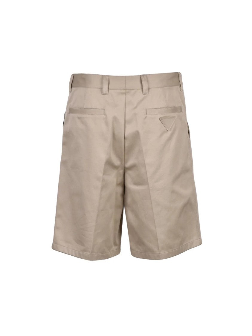 Prada Tailored Beige Shorts With Flat Front