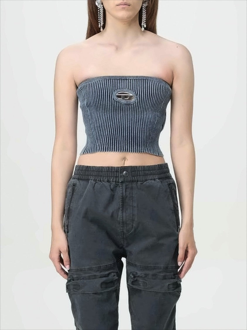 Diesel Strapless Ribbed Crop Top