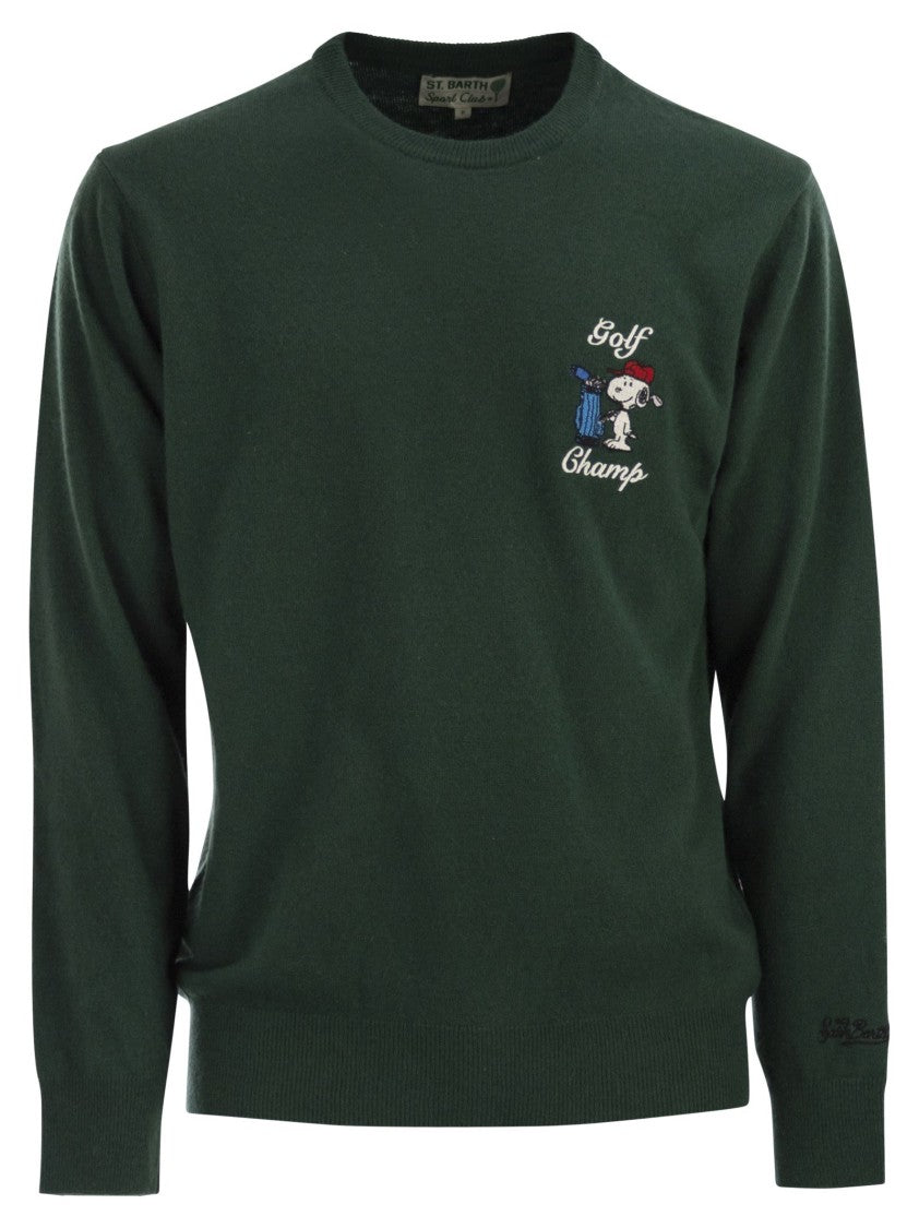 Mc2 Saint Barth Crew Neck Jumper With Embroidered Golf Champ Design