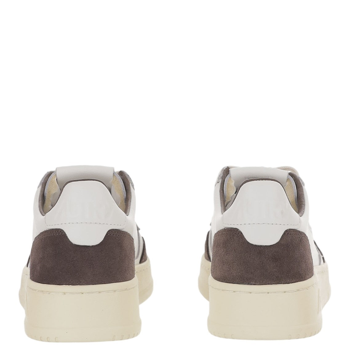 Autry Round Toe Leather Sneakers With Suede Inserts And Logo Details