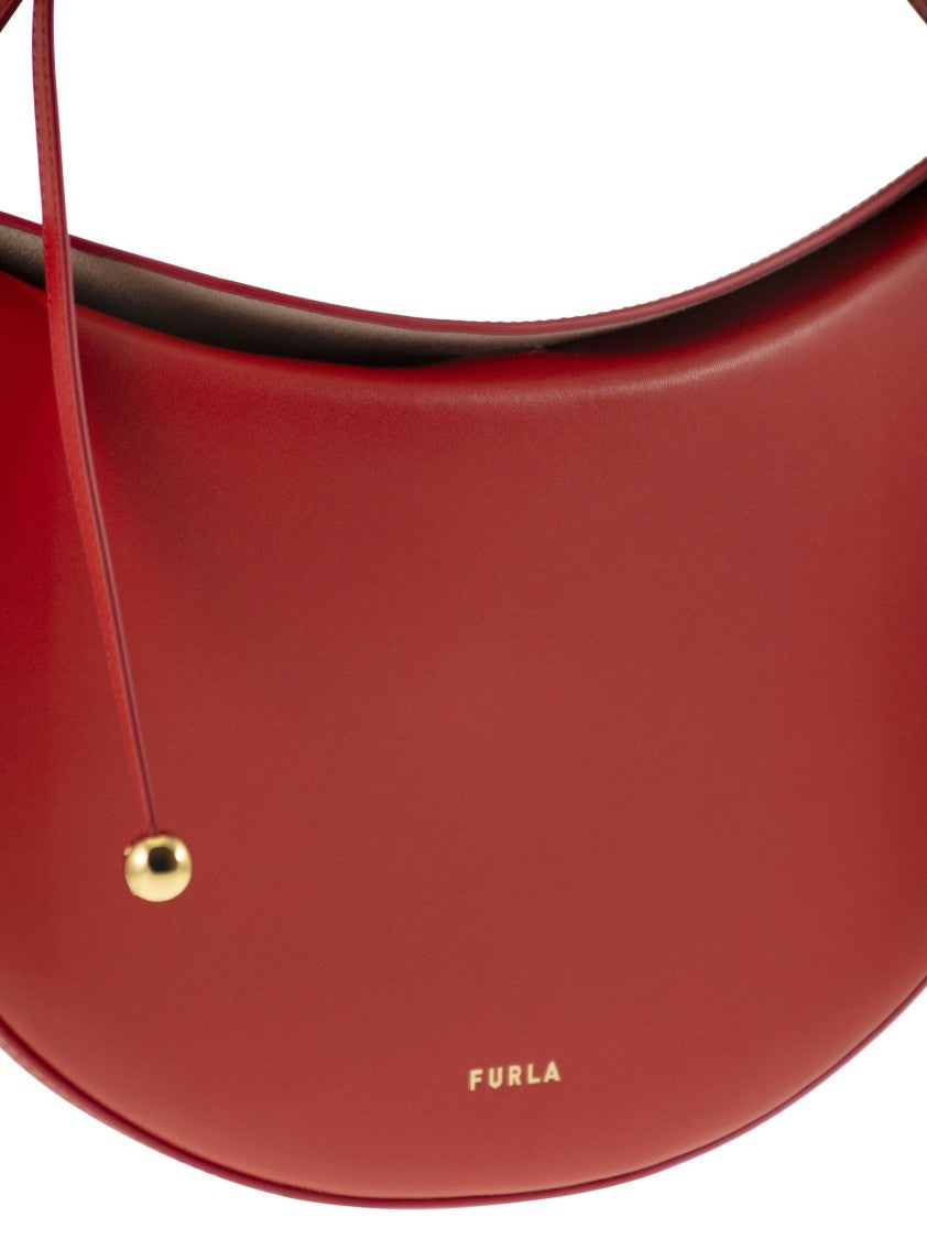 Furla Saddle-Shape Moonstone Shoulder Bag With Adjustable Strap