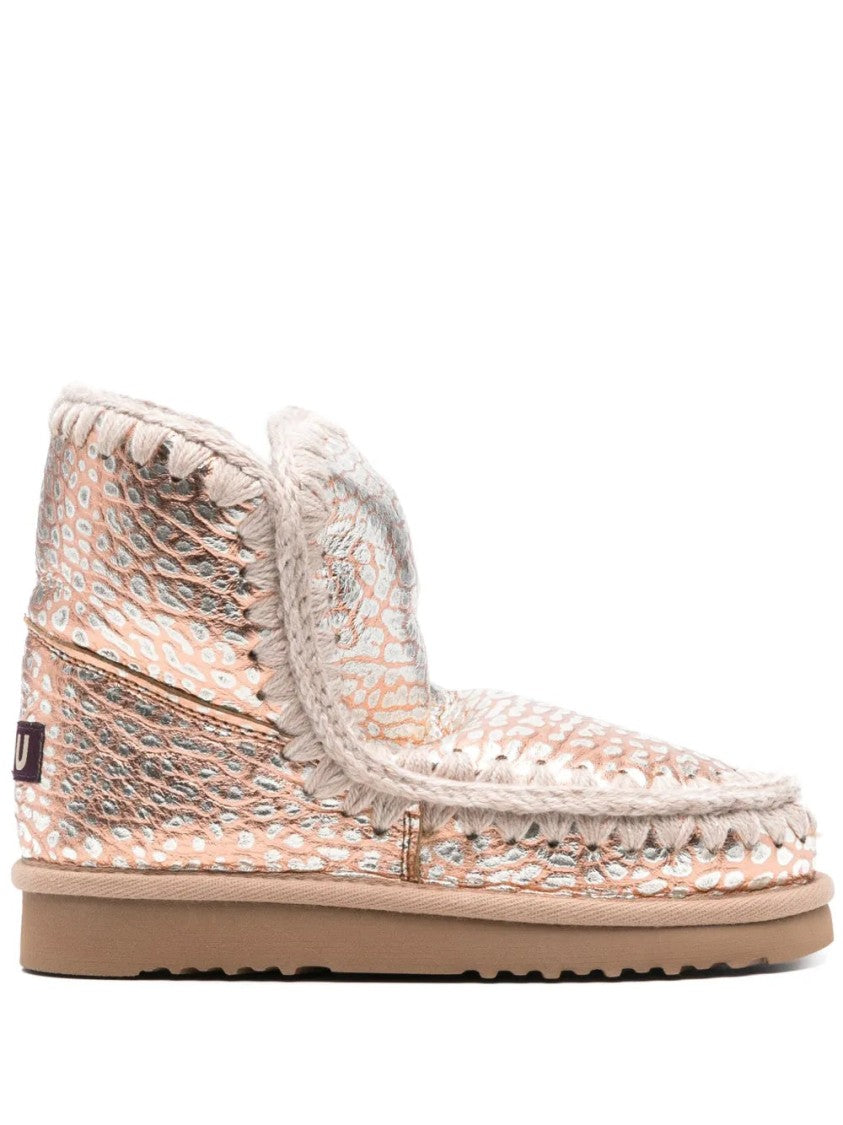 Mou Textured Gold Ankle Boots