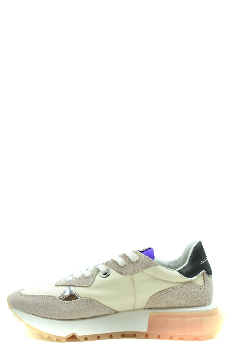 Philippe Model Beige Leather Translucent Sole Low-Top Sneakers