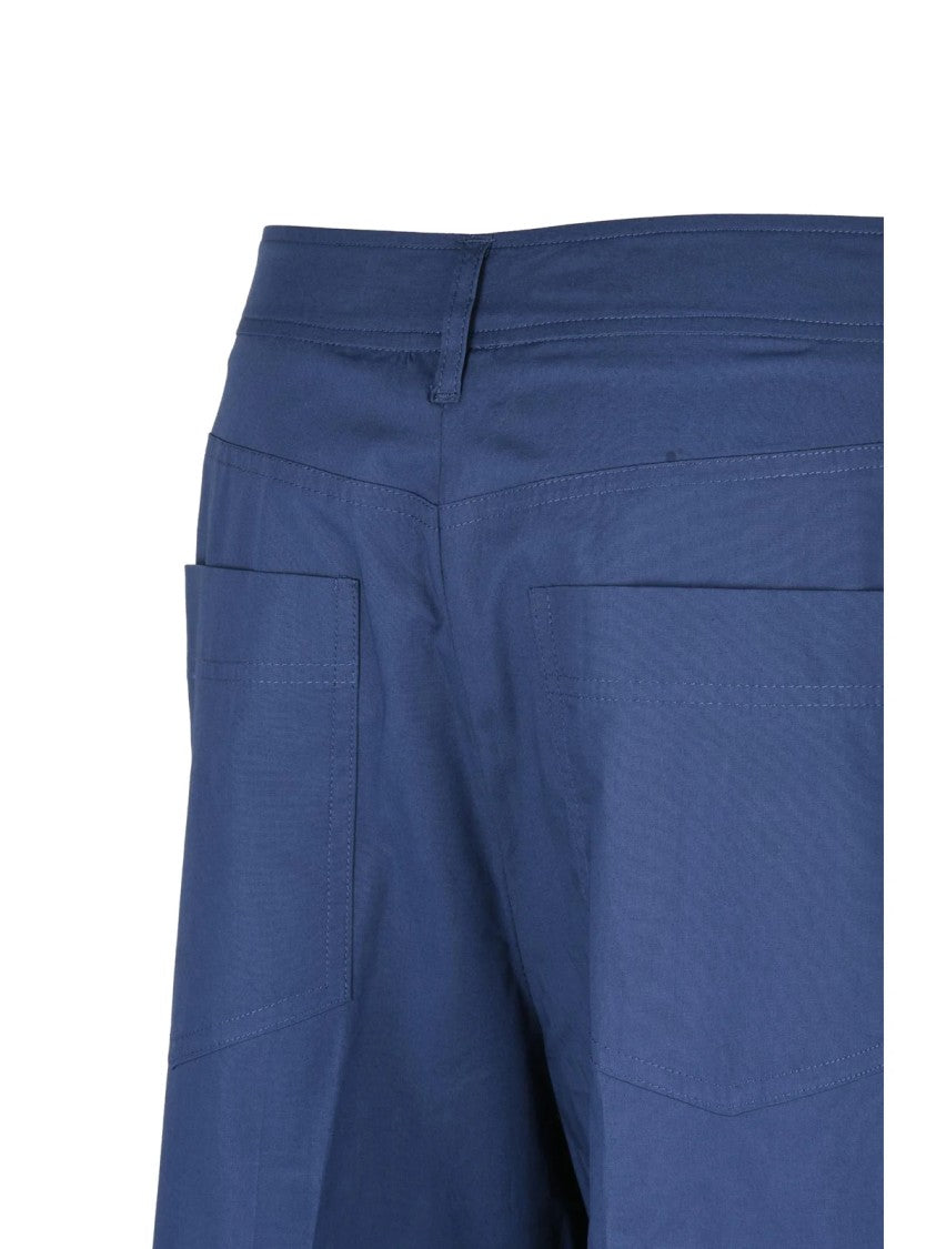 Marella Tailored Blue Trousers With Mid-Rise Waist And Front Pleats