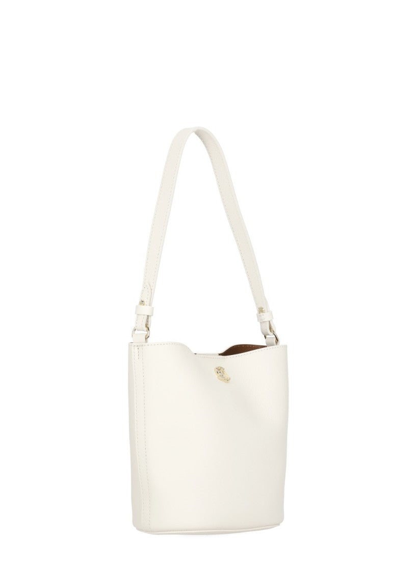 Coccinelle Ivory Leather Mini Bag With Gold Hardware And Removable Strap