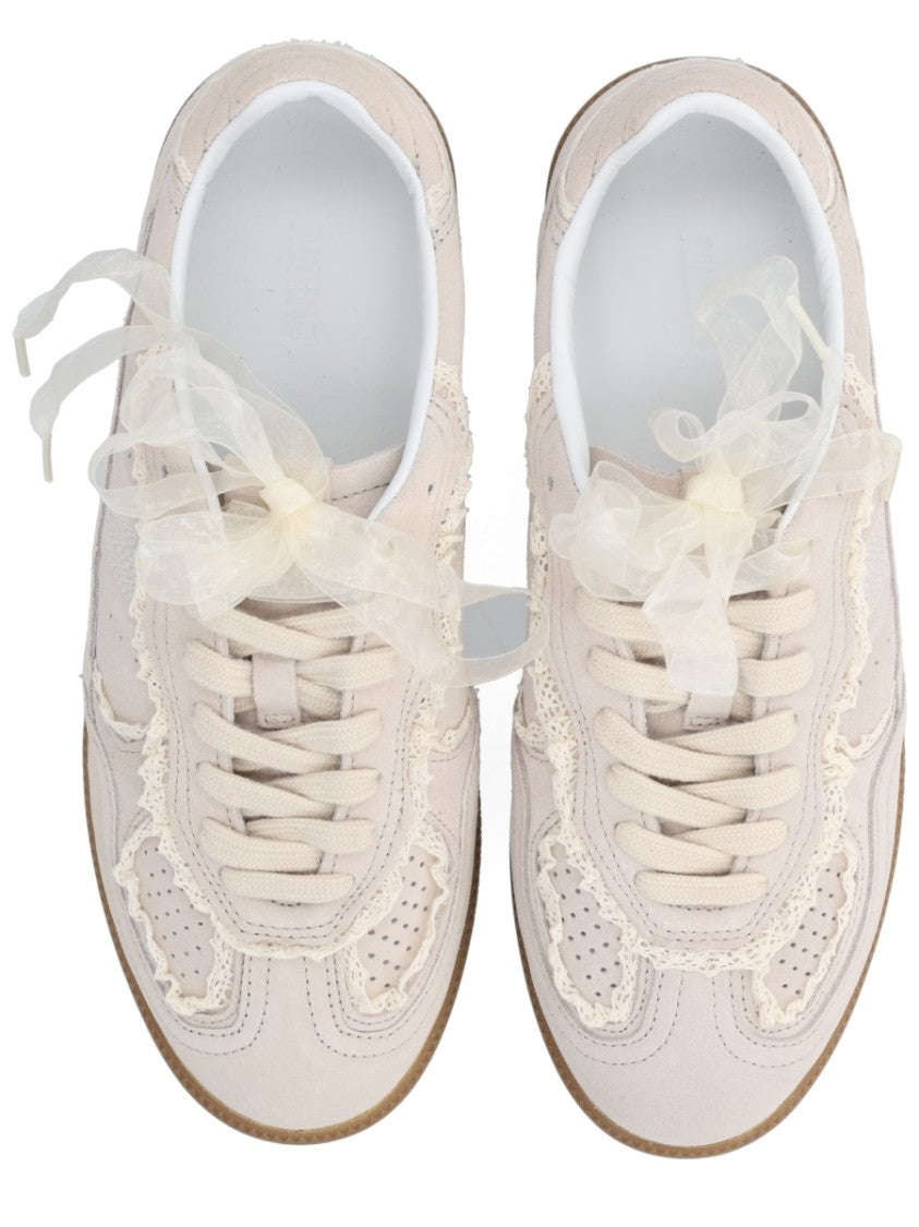 Alohas Beige Suede Organza Ribbon Sneakers