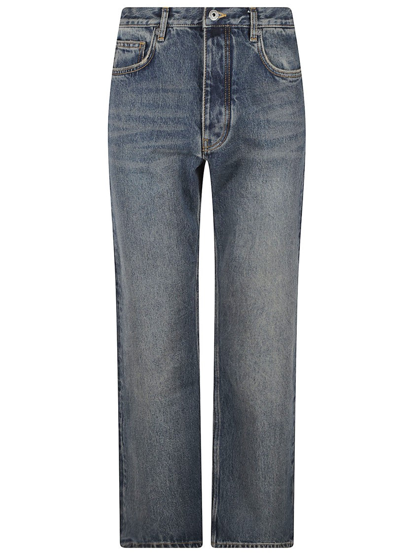 Off-White Straight-Leg Denim Jeans With Distinctive Arrow Graphics