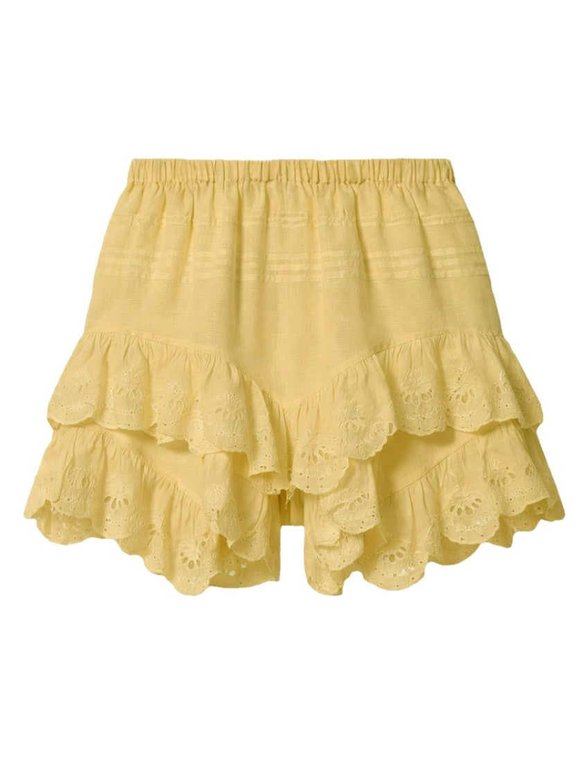 Isabel Marant Étoile Ruffled Eyelet Lace Shorts With Elastic Waistband