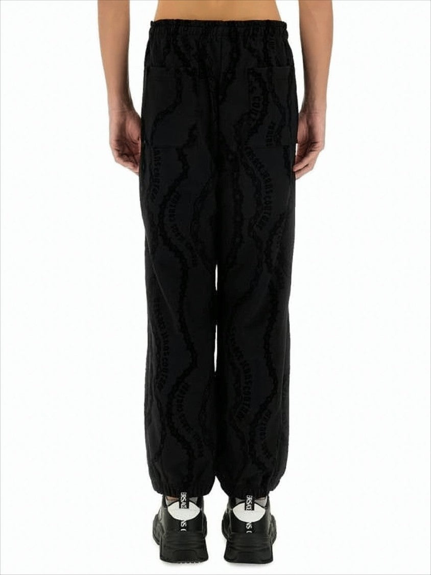 Versace Black Jogger Pants With Textured Pattern