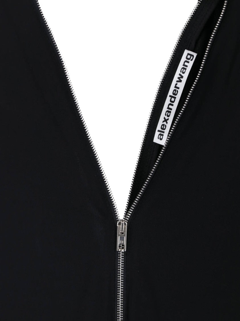 Alexander Wang Black Continuous Zipper V-Neck Mini Dress