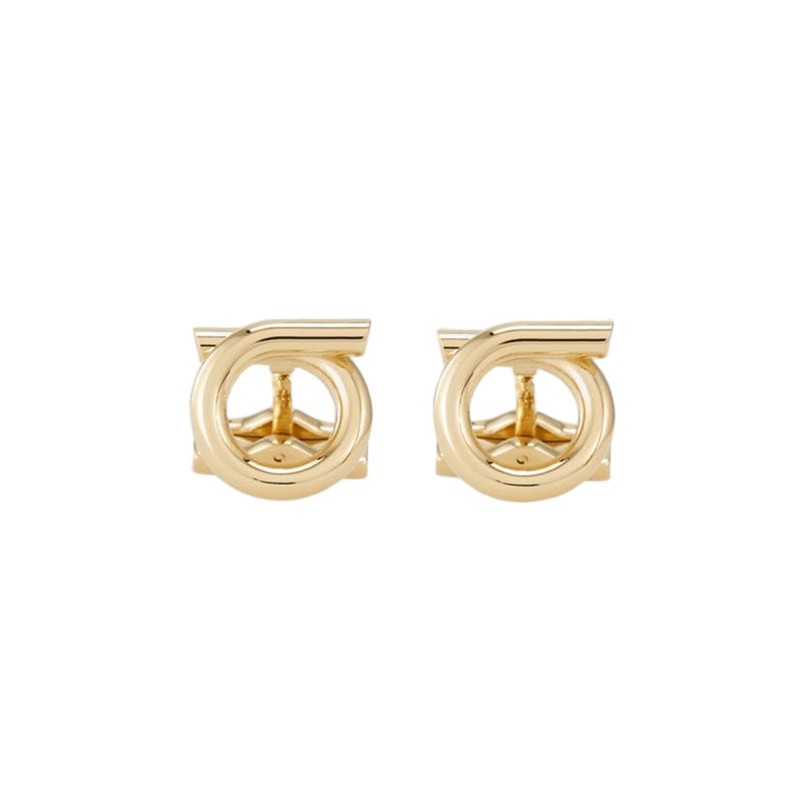 Salvatore Ferragamo Gold Polished Gold-Tone Circular Brass Cufflinks