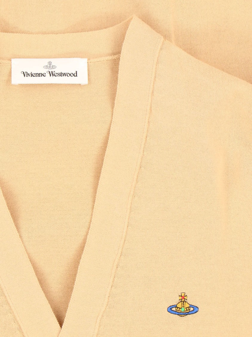 Vivienne Westwood Beige Alex Cotton V-Neck Cardigan