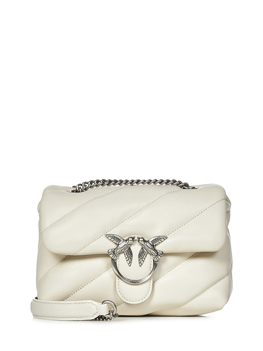 Pinko Mini Slanted-Quilted Nappa Bag With Logo Buckle And Chain Strap