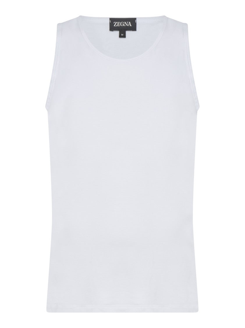 Zegna Sleeveless White Top With Wide Shoulder Straps