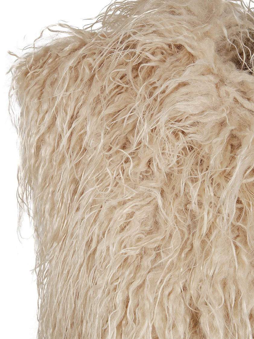 Forte Forte Shaggy Faux Fur Sleeveless Coat With Rounded Neckline